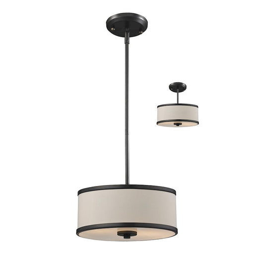 Z-Lite Cameo 2 Light Convertible Pendant, Factory Bronze, Crème Linen - 165-12
