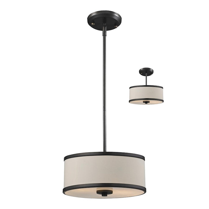 Z-Lite Cameo 2 Light Convertible Pendant, Factory Bronze, Crème Linen - 165-12