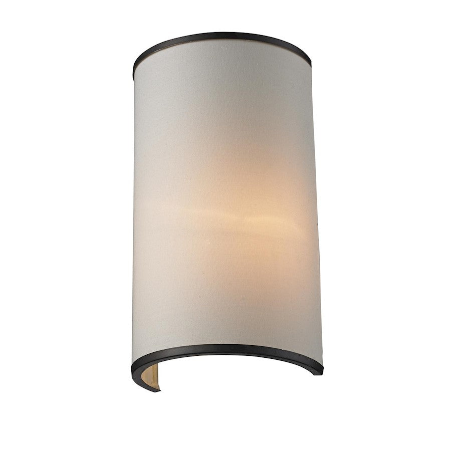 Z-Lite Cameo 1 Light Wall Sconce, Factory Bronze, Crème Linen - 165-1S