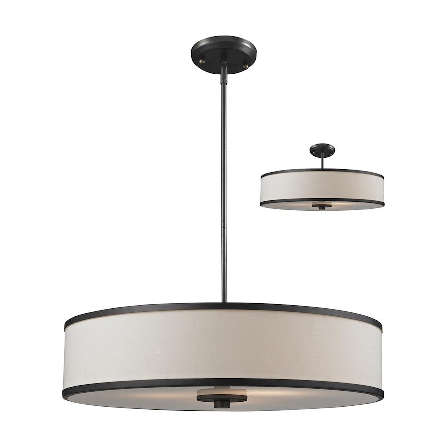 Z-Lite Cameo 3 Light Conv Pendant, 23.63x6.8", Factory Bronze, Crème Linen - 165-24