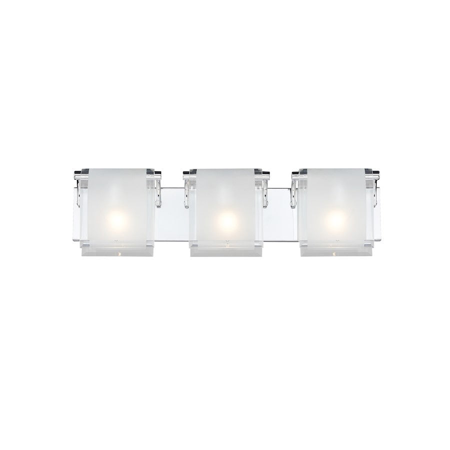 Z-Lite Zephyr 3 Light Vanity Light, Chrome, Clear Beveled & Frosted - 169-3V