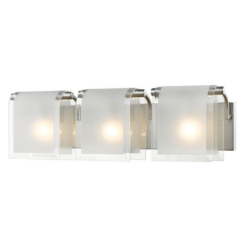 Z-Lite Zephyr 3 Light Vanity Light, Nickel, Clear Beveled & Frosted - 169-3V-BN