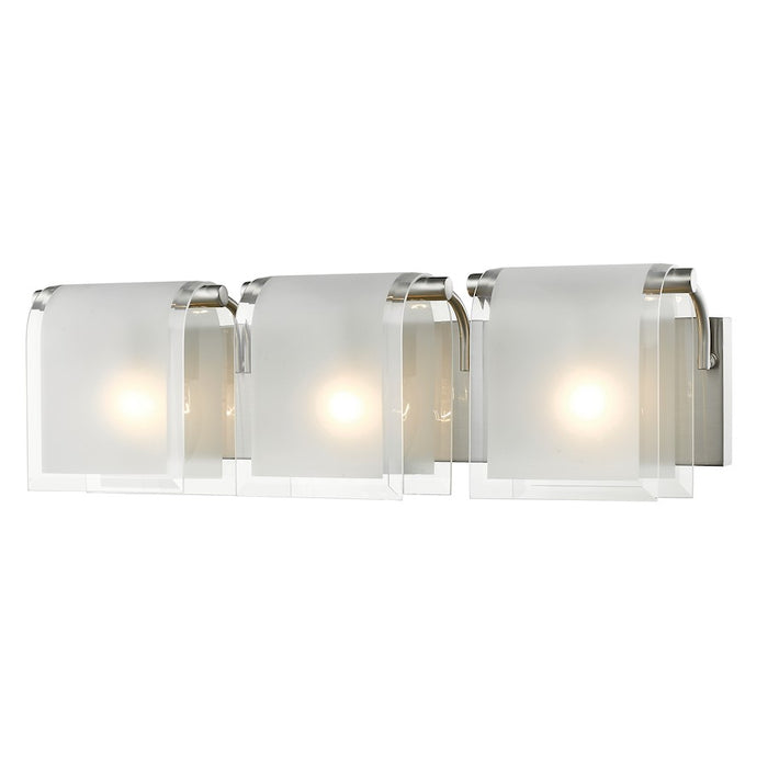Z-Lite Zephyr 3 Light Vanity Light, Nickel, Clear Beveled & Frosted - 169-3V-BN
