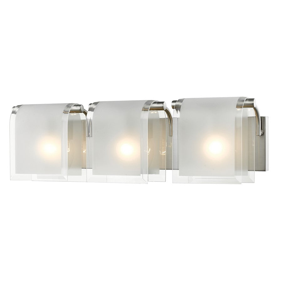 Z-Lite Zephyr 3 Light Vanity Light, Nickel, Clear Beveled & Frosted - 169-3V-BN