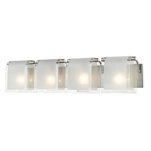 Z-Lite Zephyr 4 Light Vanity Light, Nickel, Clear Beveled & Frosted - 169-4V-BN