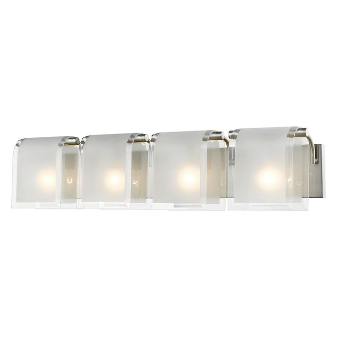 Z-Lite Zephyr 4 Light Vanity Light, Nickel, Clear Beveled & Frosted - 169-4V-BN
