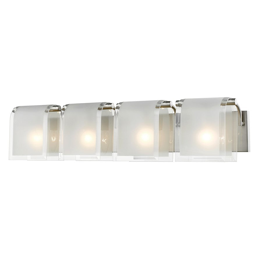 Z-Lite Zephyr 4 Light Vanity Light, Nickel, Clear Beveled & Frosted - 169-4V-BN