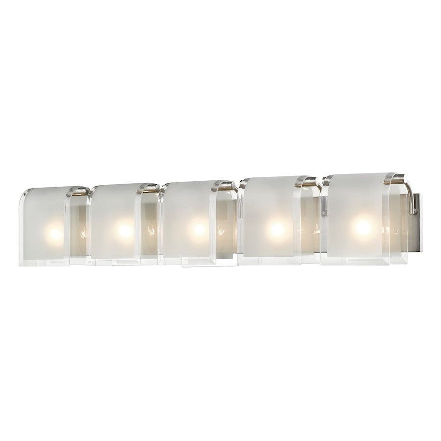 Z-Lite Zephyr 5 Light Vanity Light, Nickel, Clear Beveled & Frosted - 169-5V-BN