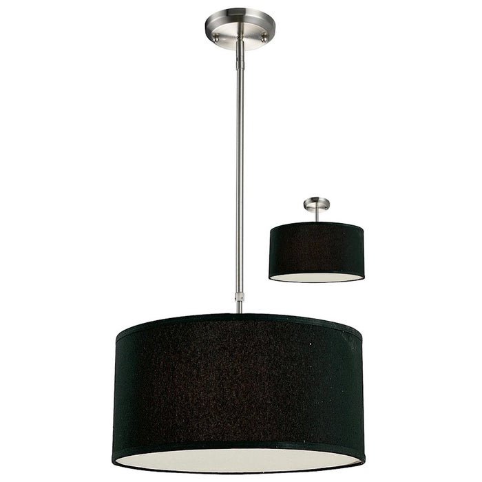 Z-Lite Albion 3 Light Pendant, 16x9.5", Brushed Nickel, Black - 171-16B-C