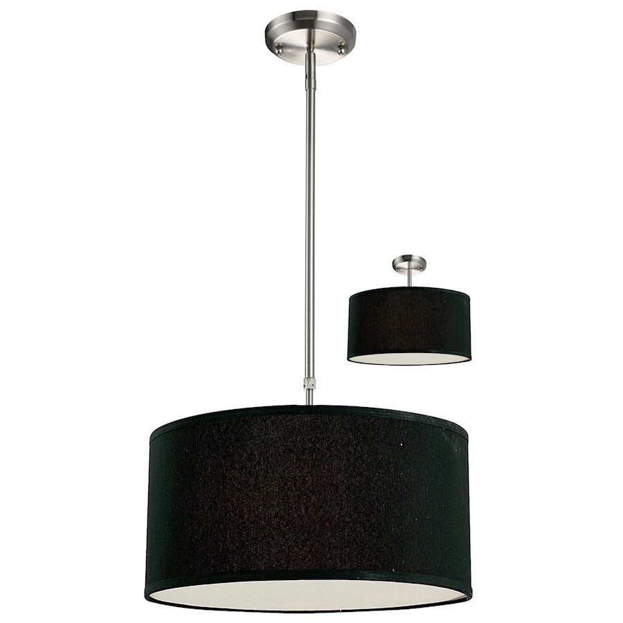 Z-Lite Albion 3 Light Pendant, 16x9.5", Brushed Nickel, Black - 171-16B-C