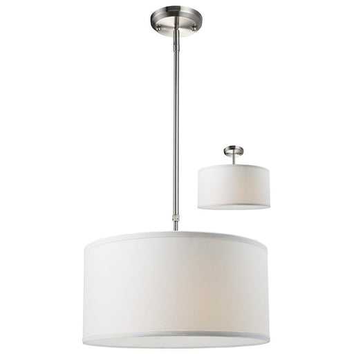 Z-Lite Albion 3 Light Pendant, 16x9.5", Brushed Nickel, White Linen - 171-16W-C