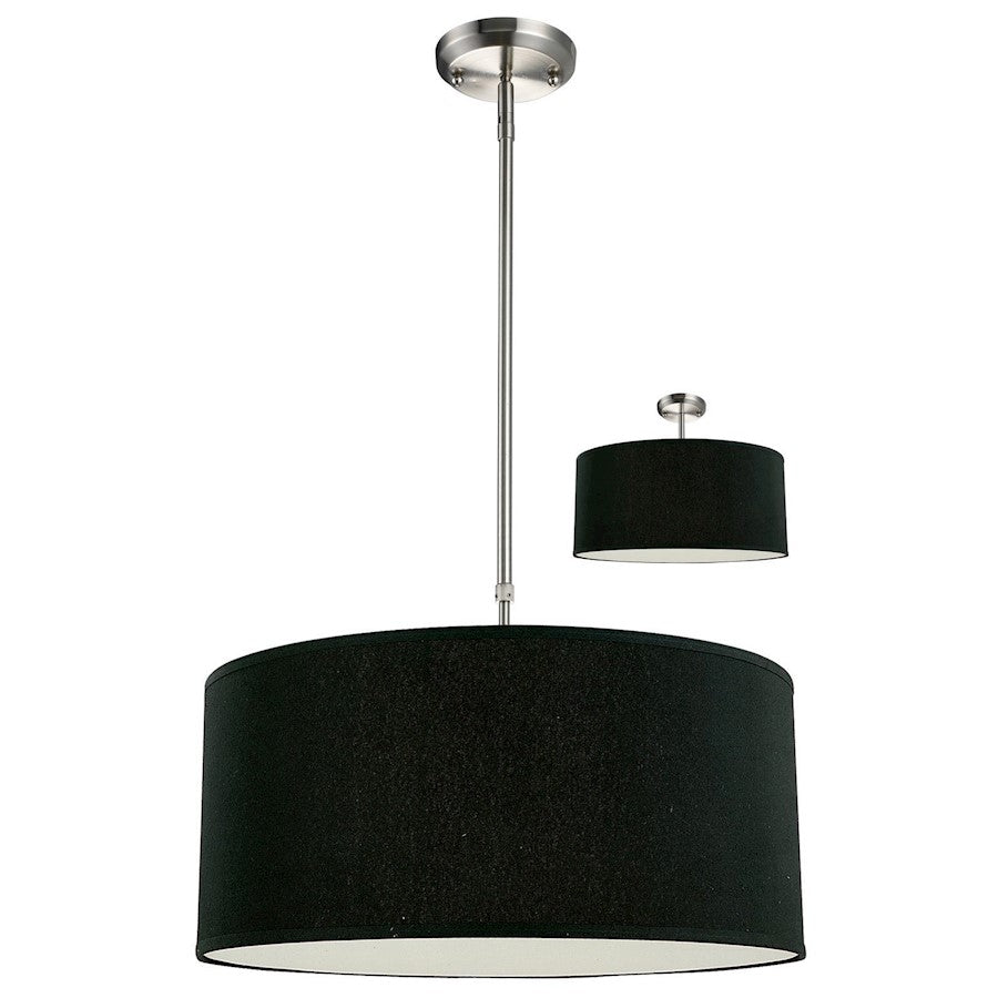 Z-Lite Albion 3 Light Pendant, 20x10.5", Brushed Nickel, Black - 171-20B-C