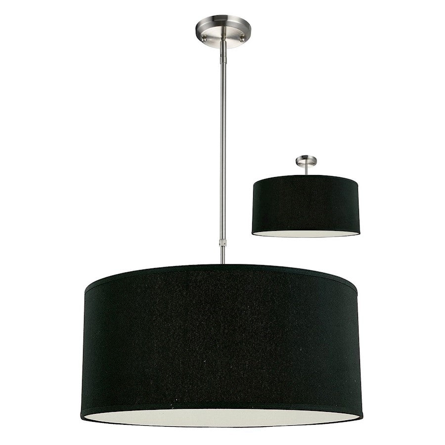 Z-Lite Albion 3 Light Pendant, 24x11.5", Brushed Nickel, Black - 171-24B-C