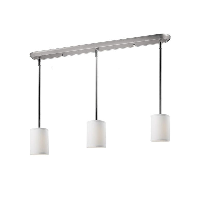 Z-Lite Albion 3 Light Island/Billiard Light, Brushed Nickel, White Linen - 171-6-3W