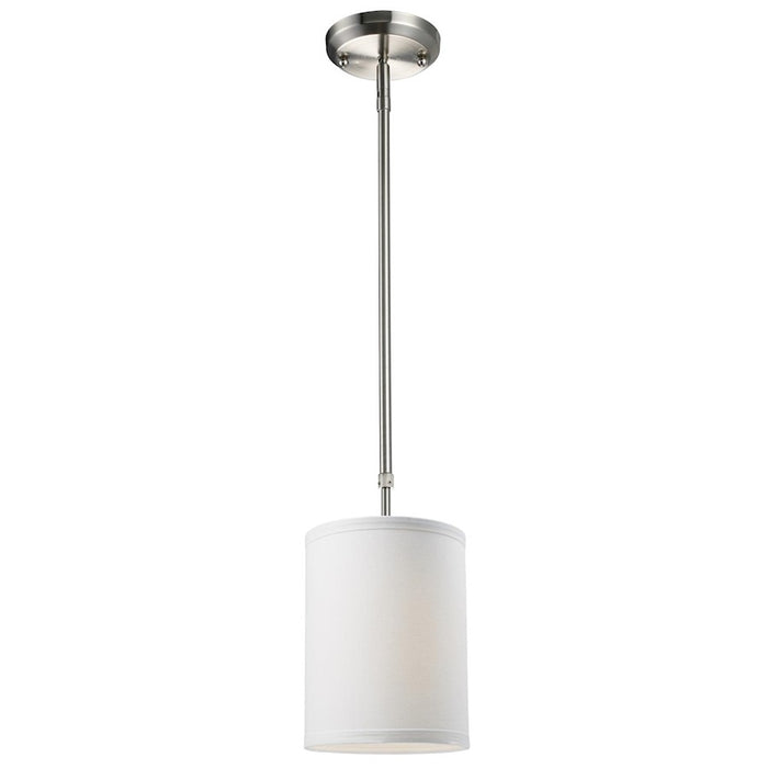 Z-Lite Albion 1 Light Mini Pendant, Brushed Nickel, White Linen - 171-6W