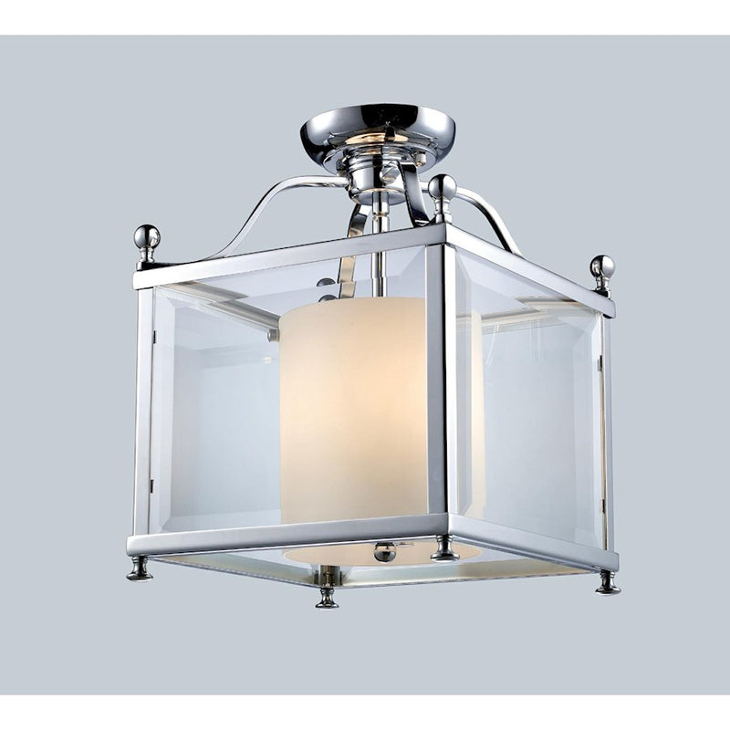 Z-Lite Fairview 3 Light Semi-Flush Mount, 11x14", Chrome, Clear Bevel/Opal - 176-3SF-M