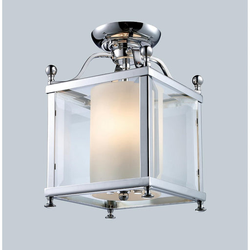 Z-Lite Fairview 3 Light Semi-Flush Mount, 8.25x12.5", Chrome, Clear Bevel/Opal - 176-3SF-S