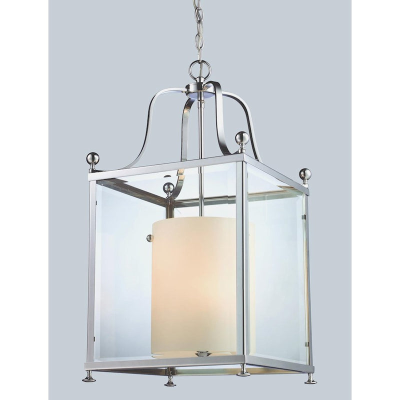 Z-Lite Fairview 6 Light Pendant, Chrome, Clear Beveled Out/Matte Opal In - 176-6