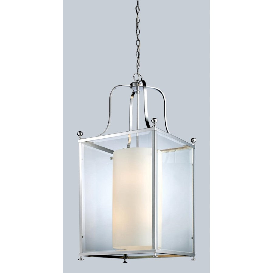 Z-Lite Fairview 8 Light Pendant, Chrome, Clear Beveled Out/Matte Opal In - 176-8