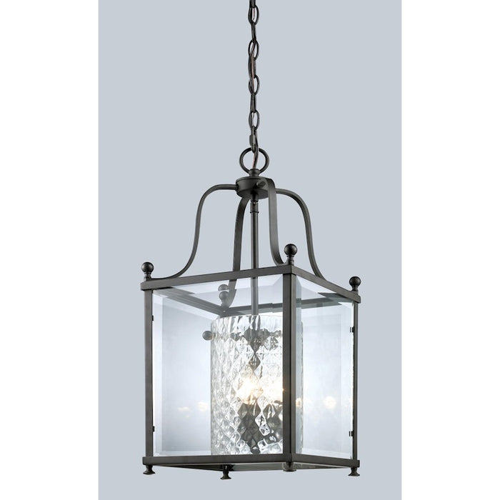 Z-Lite Fairview 3 Light Pendant, 11x23.75", Bronze, Clear Bevel Out/Clr In - 177-3M