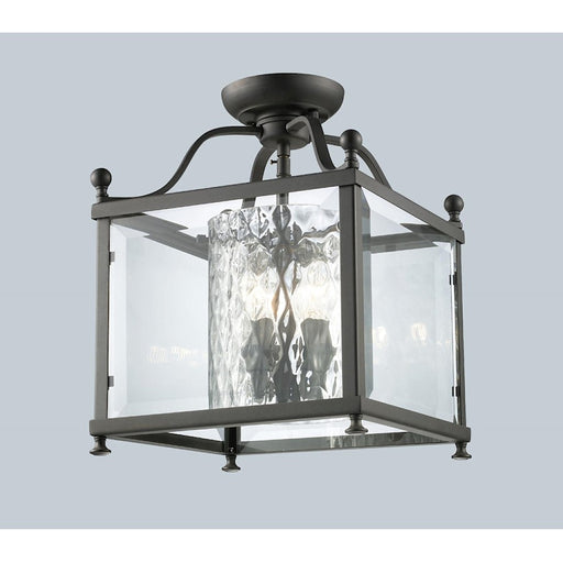 Z-Lite Fairview 3 Light Semi-Flush Mount, 11x14", Bronze, Clear Bevel/Clr - 177-3SF-M