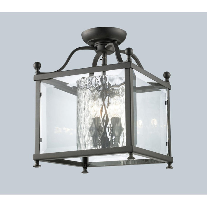 Z-Lite Fairview 3 Light Semi-Flush Mount, 11x14", Bronze, Clear Bevel/Clr - 177-3SF-M