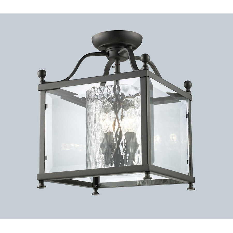 Z-Lite Fairview 3 Light Semi-Flush Mount, 11x14", Bronze, Clear Bevel/Clr - 177-3SF-M