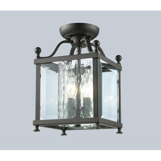 Z-Lite Fairview 3 Light Semi-Flush Mount, 8.25x12.5", Bronze, Clear Bevel/Clr - 177-3SF-S