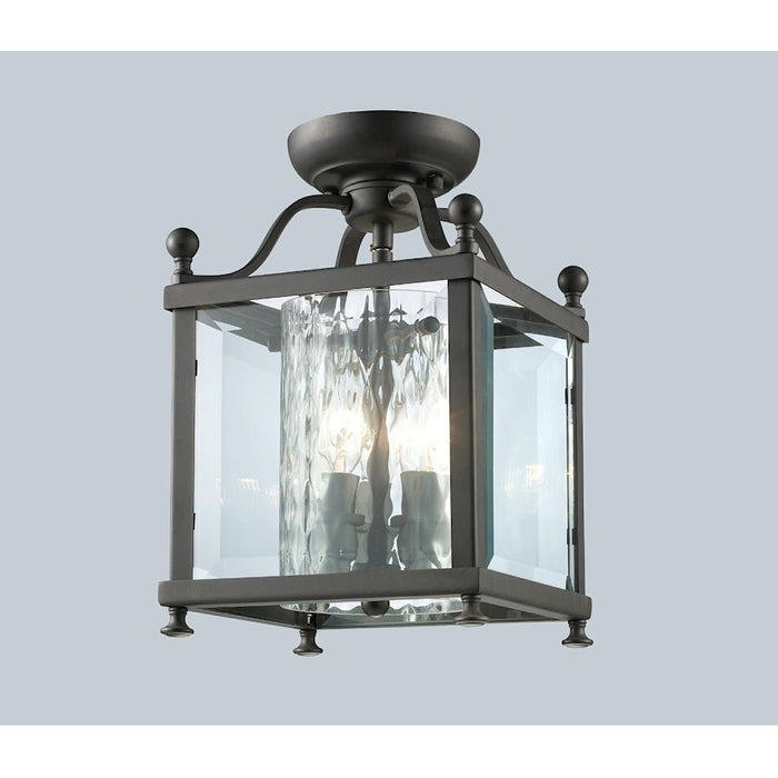 Z-Lite Fairview 3 Light Semi-Flush Mount, 8.25x12.5", Bronze, Clear Bevel/Clr - 177-3SF-S