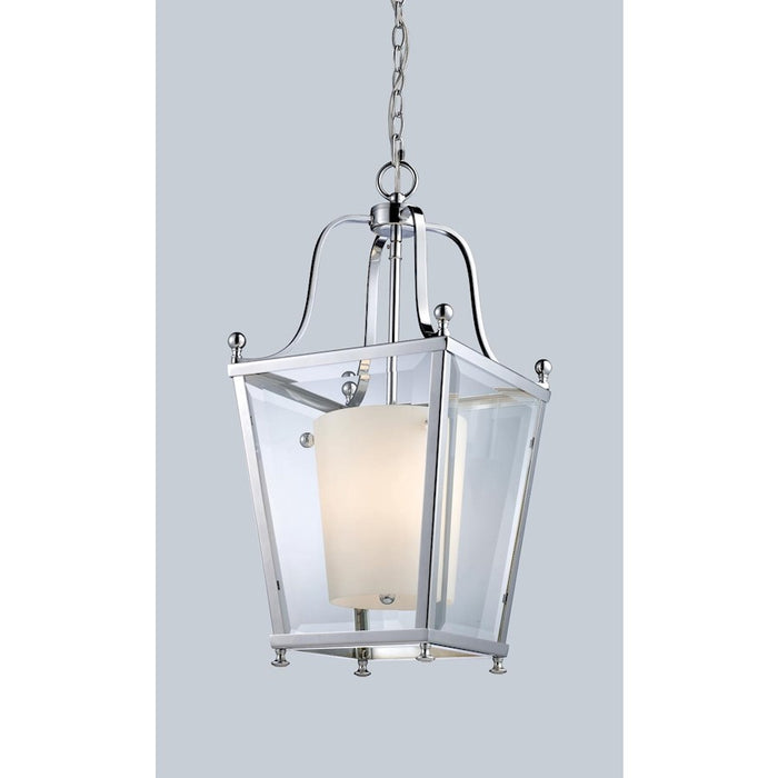 Z-Lite Ashbury 3 Light Pendant, Chrome, Clear Beveled Out/Matte Opal In - 178-3