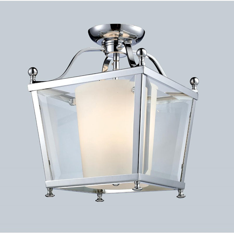 Z-Lite Ashbury 3 Light Semi-Flush Mount, 10.875x14", Chrome, Clear Bevel/Opal - 178-3SF-S
