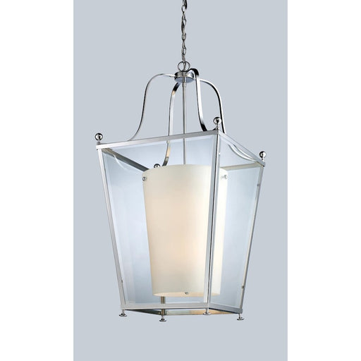 Z-Lite Ashbury 6 Light Pendant, Chrome, Clear Beveled Out/Matte Opal In - 178-6