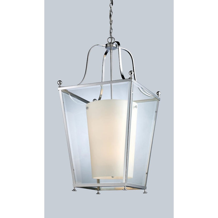 Z-Lite Ashbury 6 Light Pendant, Chrome, Clear Beveled Out/Matte Opal In - 178-6