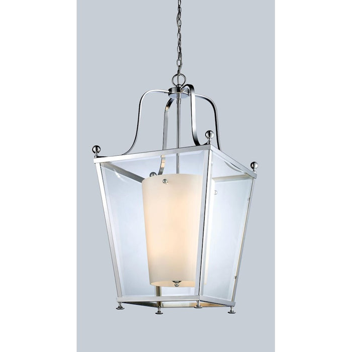 Z-Lite Ashbury 8 Light Pendant, Chrome, Clear Beveled Out/Matte Opal In - 178-8