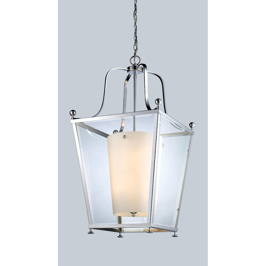Z-Lite Ashbury 8 Light Pendant, Chrome, Clear Beveled Out/Matte Opal In - 178-8