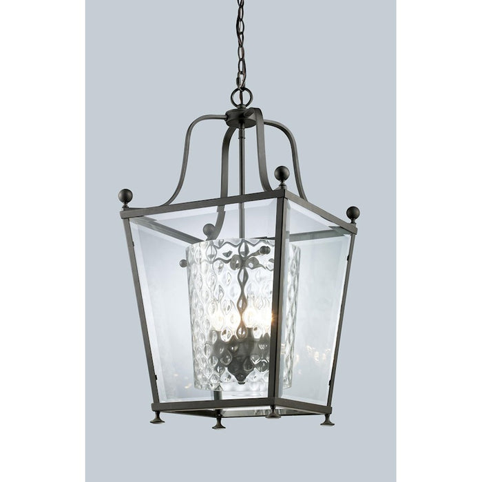 Z-Lite Ashbury 3 Light Pendant, Bronze, Clear Beveled Out/Clear Hammered In - 179-3