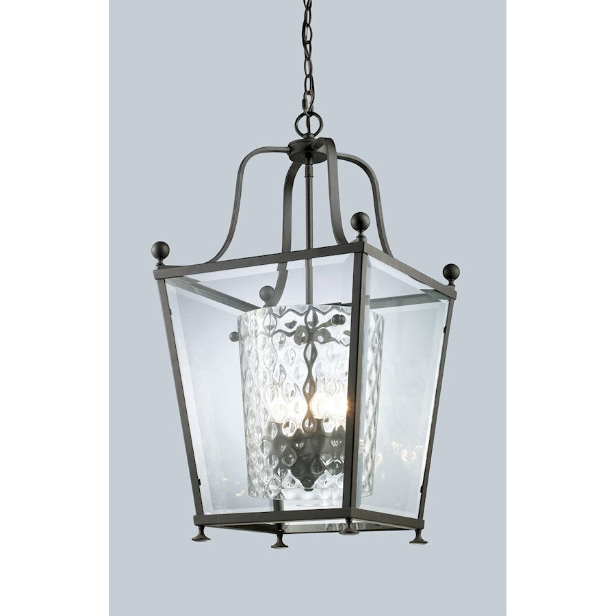 Z-Lite Ashbury 3 Light Pendant, Bronze, Clear Beveled Out/Clear Hammered In - 179-3