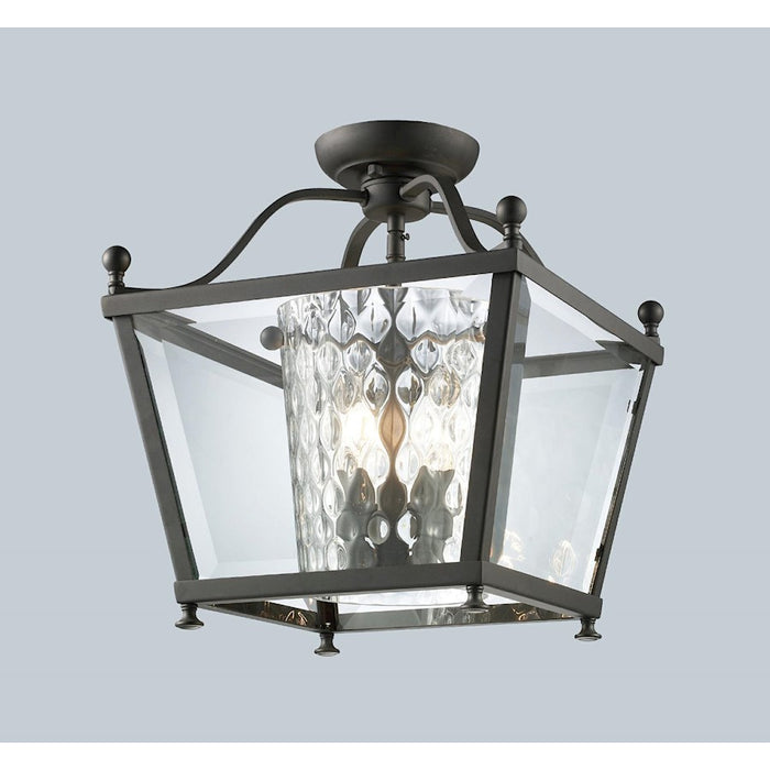 Z-Lite Ashbury 3 Light Semi-Flush Mount, 12.25x14", Bronze, Clear Bevel/Clr - 179-3SF-M