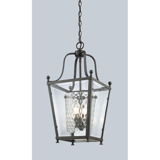 Z-Lite Ashbury 4 Light Pendant, Bronze, Clear Beveled Out/Clear Hammered In - 179-4