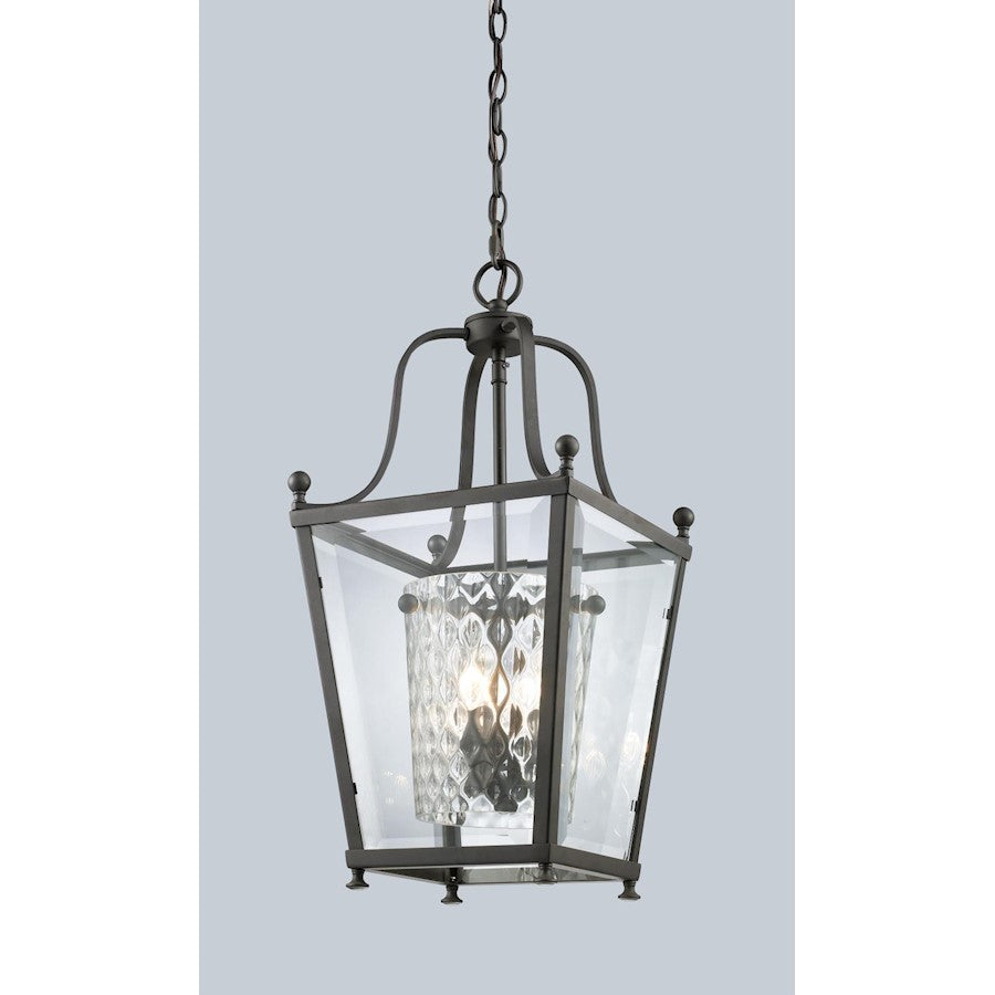 Z-Lite Ashbury 4 Light Pendant, Bronze, Clear Beveled Out/Clear Hammered In - 179-4