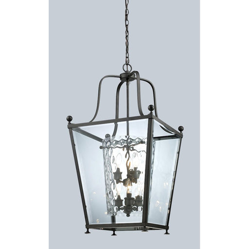 Z-Lite Ashbury 6 Light Pendant, Bronze, Clear Beveled Out/Clear Hammered In - 179-6
