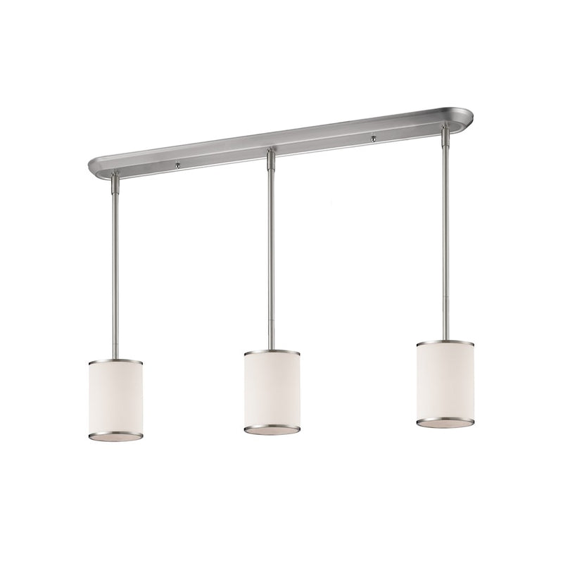 Z-Lite Cameo 3 Light Island/Billiard Light, Brushed Nickel, White Linen - 183-6-3