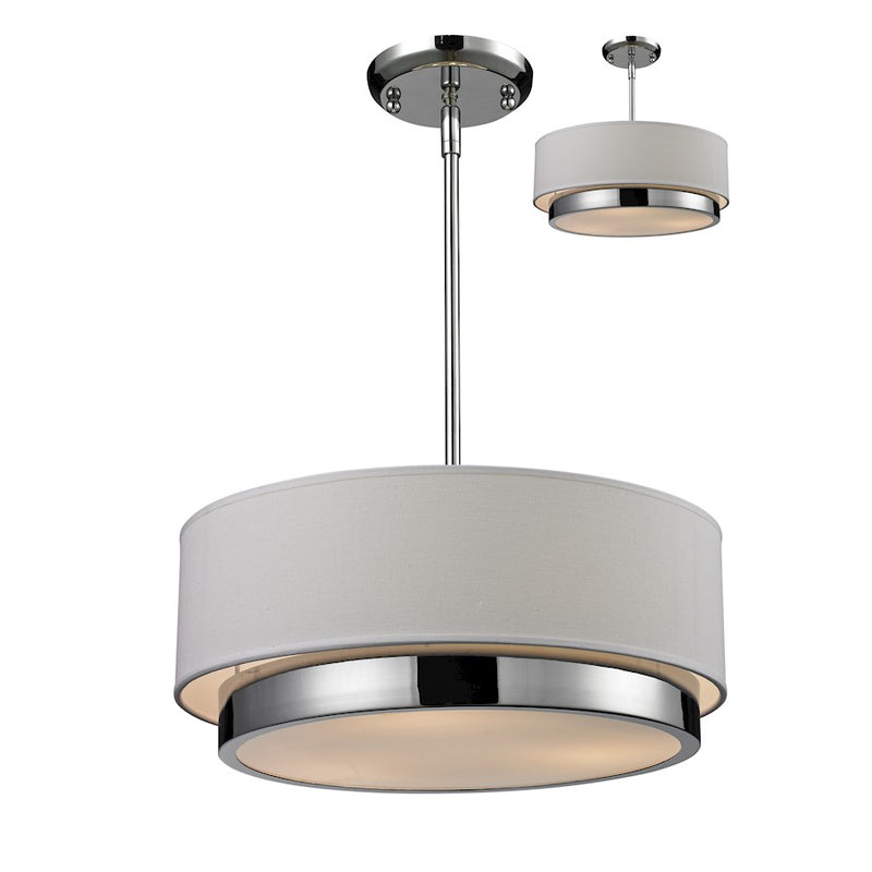 Z-Lite Jade 3 Light Chandelier, 16x16x8", Chrome, White Linen - 186-16