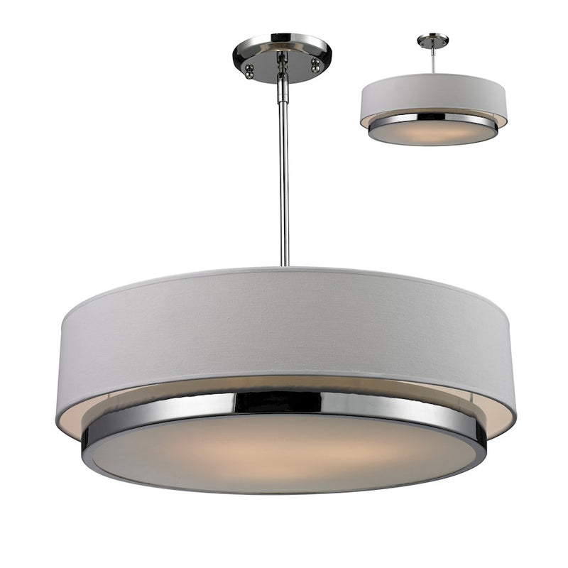 Z-Lite Jade 3 Light Chandelier, 22x22x8", Chrome, White Linen - 186-22