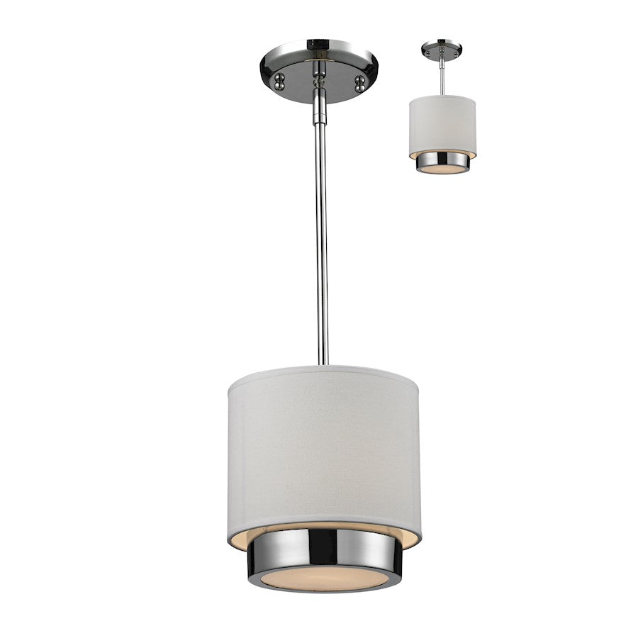 Z-Lite Jade 1 Light Chandelier, Chrome, White Linen - 186-8