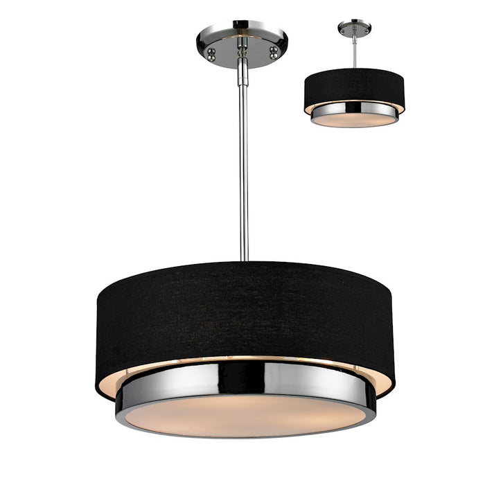 Z-Lite Jade 3 Light Chandelier, 16x16x8", Chrome, Black - 187-16