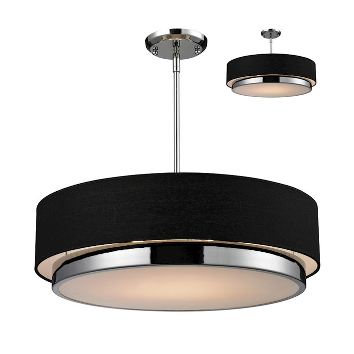 Z-Lite Jade 3 Light Chandelier, 22x22x8", Chrome, Black - 187-22