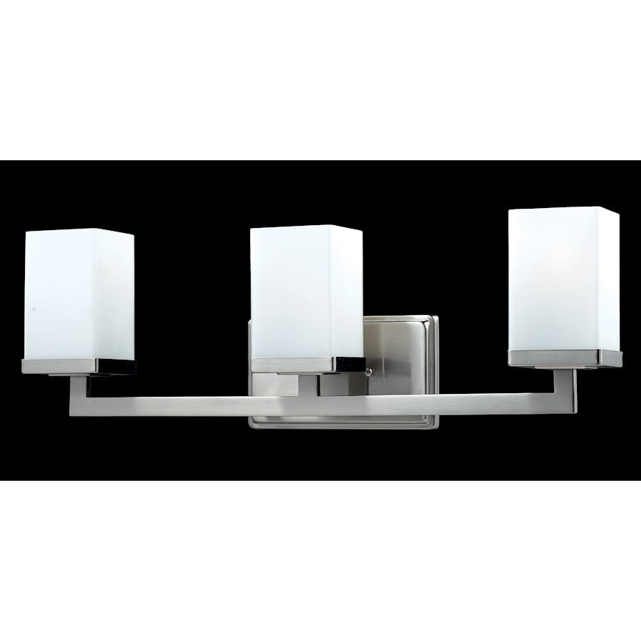 Z-Lite Tidal 3 Light Vanity Light, Brushed Nickel, Matte Opal - 1900-3V