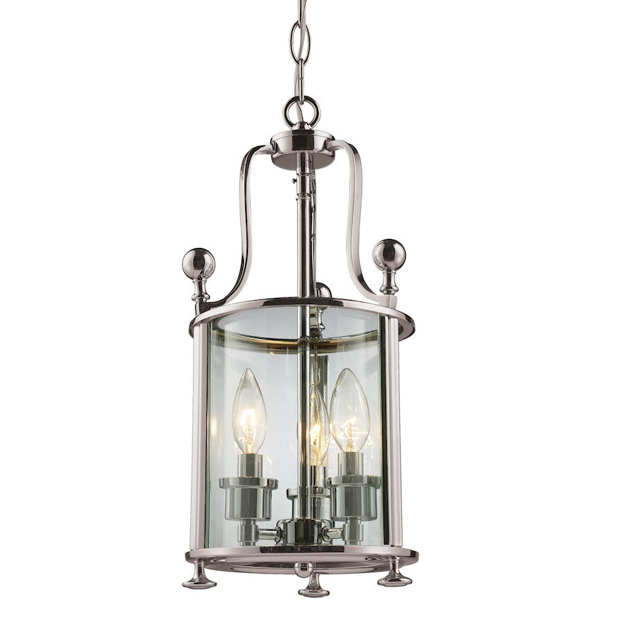 Z-Lite Wyndham 3 Light Pendant, Brushed Nickel, Clear - 191-3