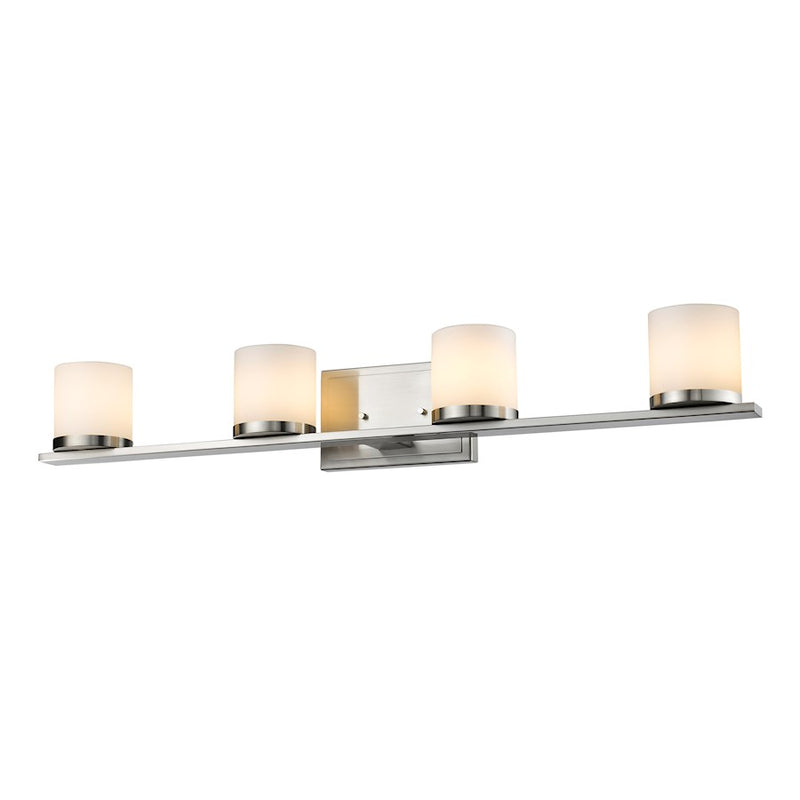 Z-Lite Nori 4 Light Vanity Light, 5x32x4.9", Brushed Nickel, Opal - 1912-4V-BN